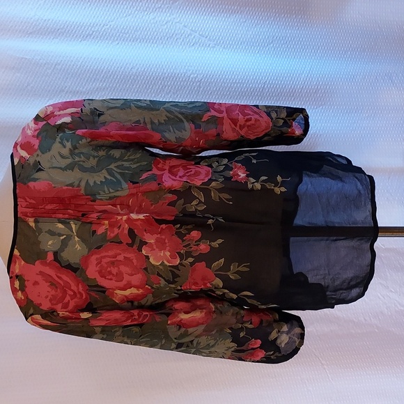 Anthropology One Fine Day Women's Sheer Jacket Top Black Floral Buttoned… - Picture 4 of 10